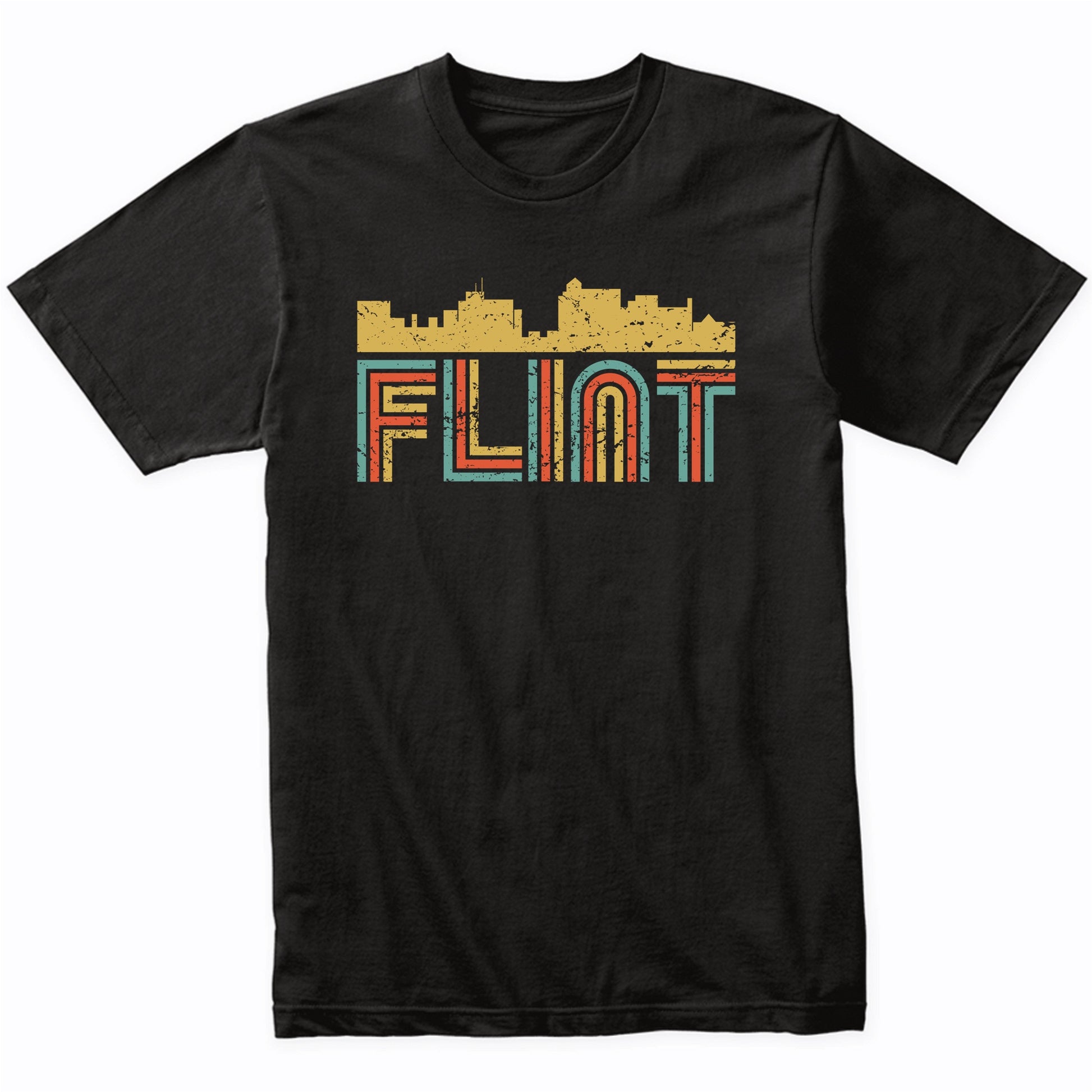 Retro Flint Michigan Skyline T-Shirt