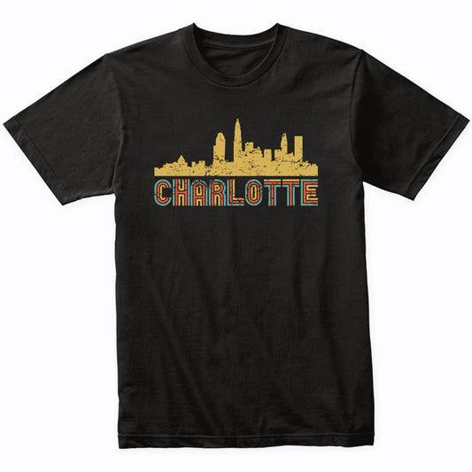 Retro Charlotte North Carolina Skyline T-Shirt