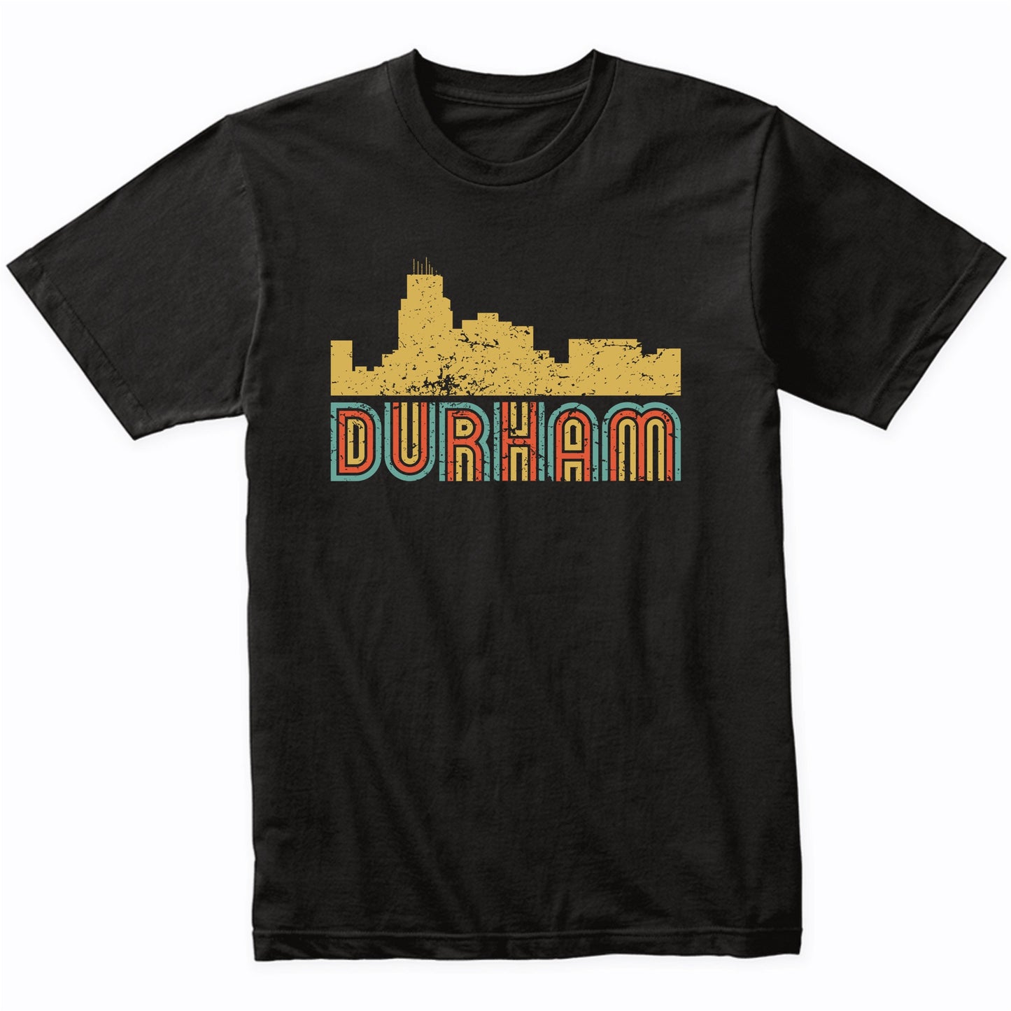 Retro Durham North Carolina Skyline T-Shirt