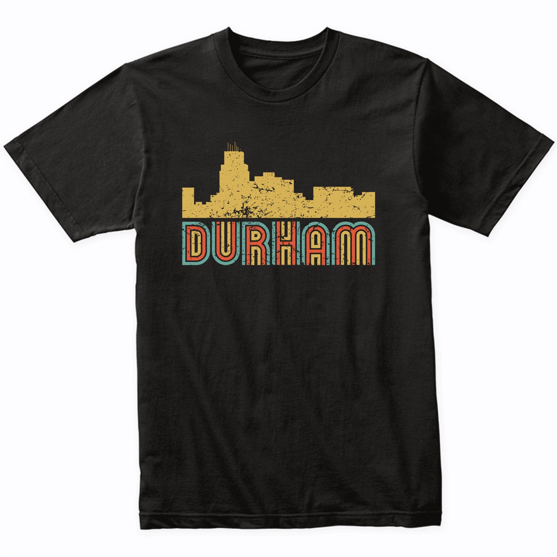 Retro Durham North Carolina Skyline T-Shirt