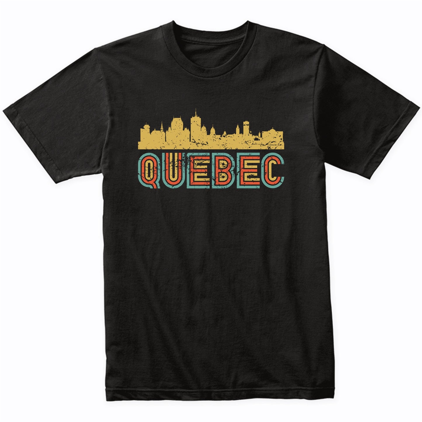 Retro Quebec City Canada Skyline T-Shirt
