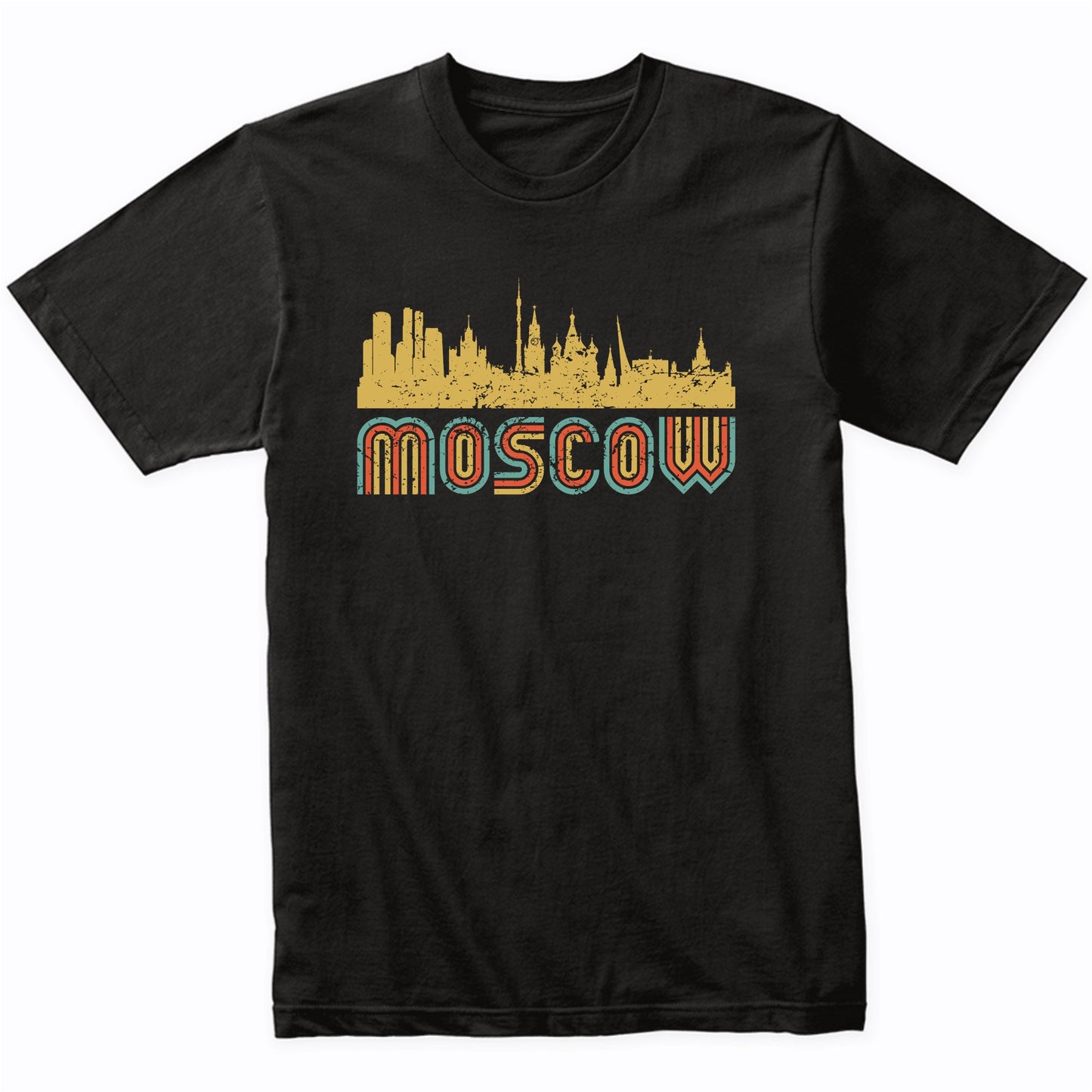Retro Moscow Russia Skyline T-Shirt