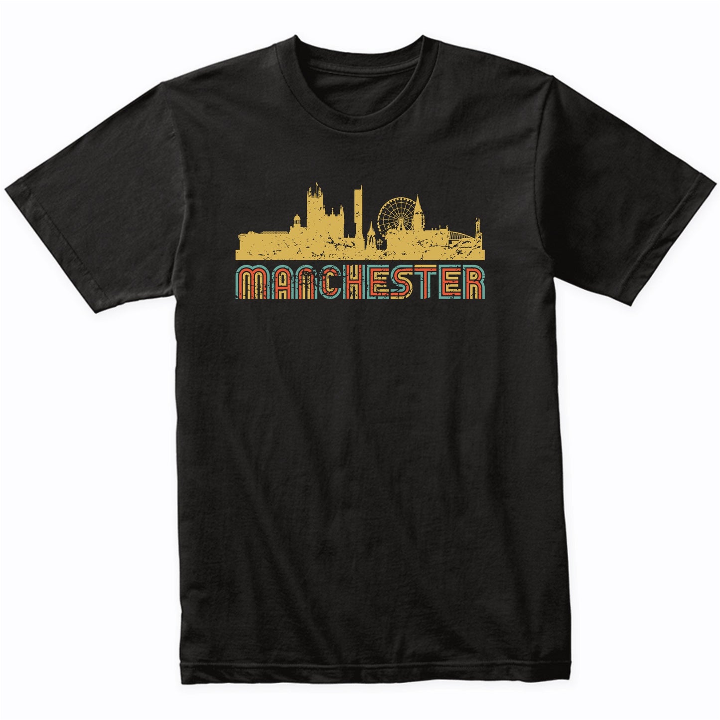 Retro Manchester England Skyline T-Shirt