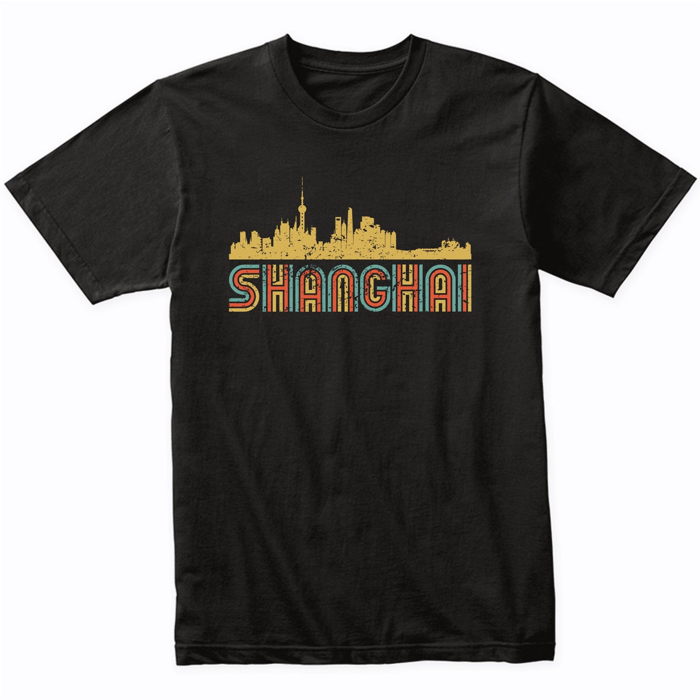Retro Shanghai China Skyline T-Shirt