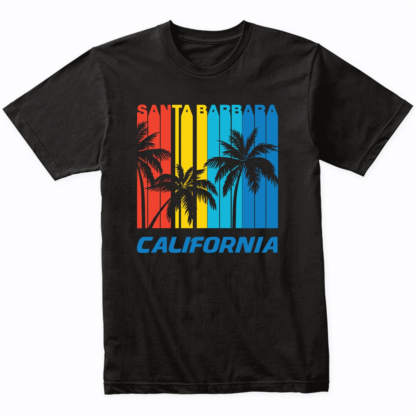 Retro Santa Barbara California Palm Trees Vacation T-Shirt