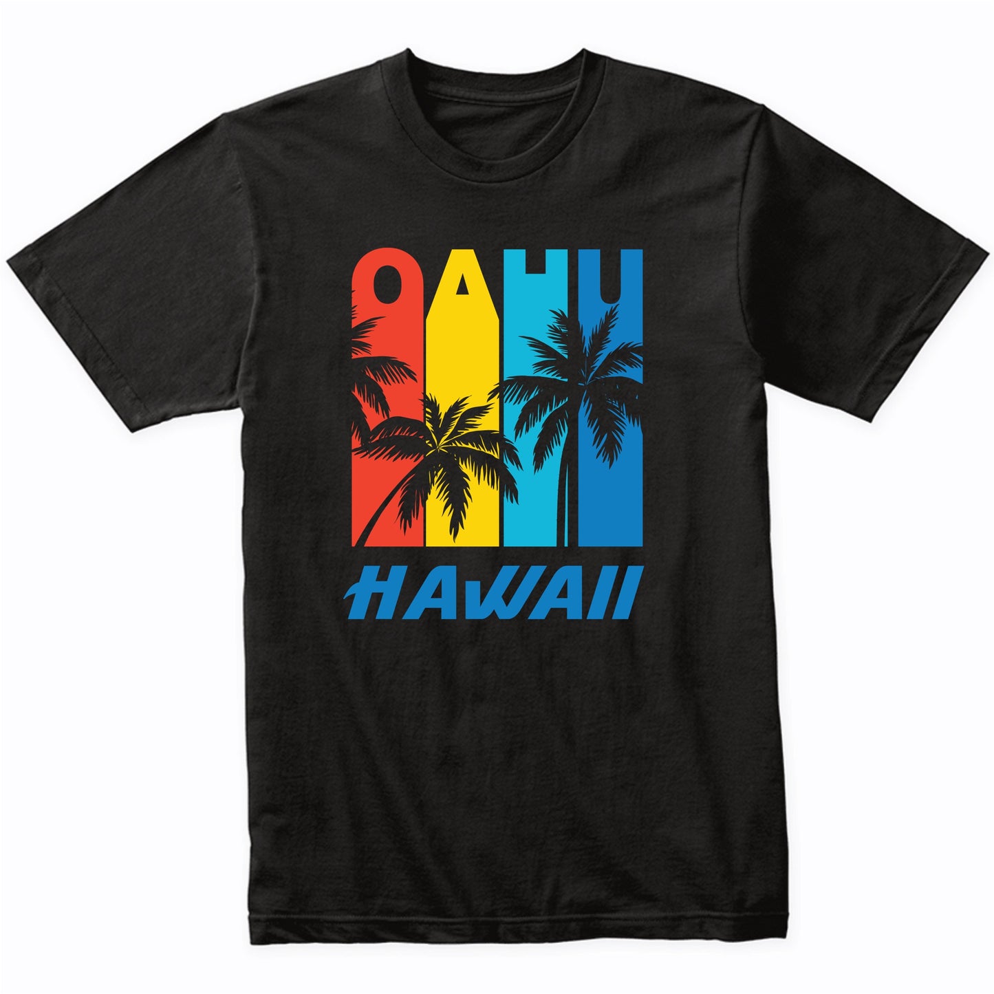 Retro Oahu Hawaii Palm Trees Vacation T-Shirt