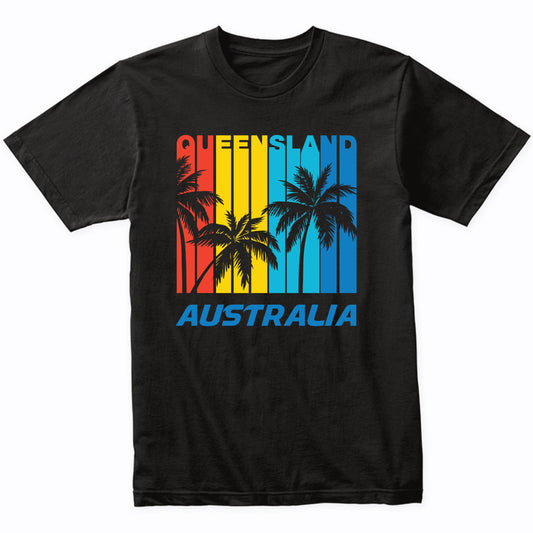 Retro Queensland Australia Palm Trees Vacation T-Shirt