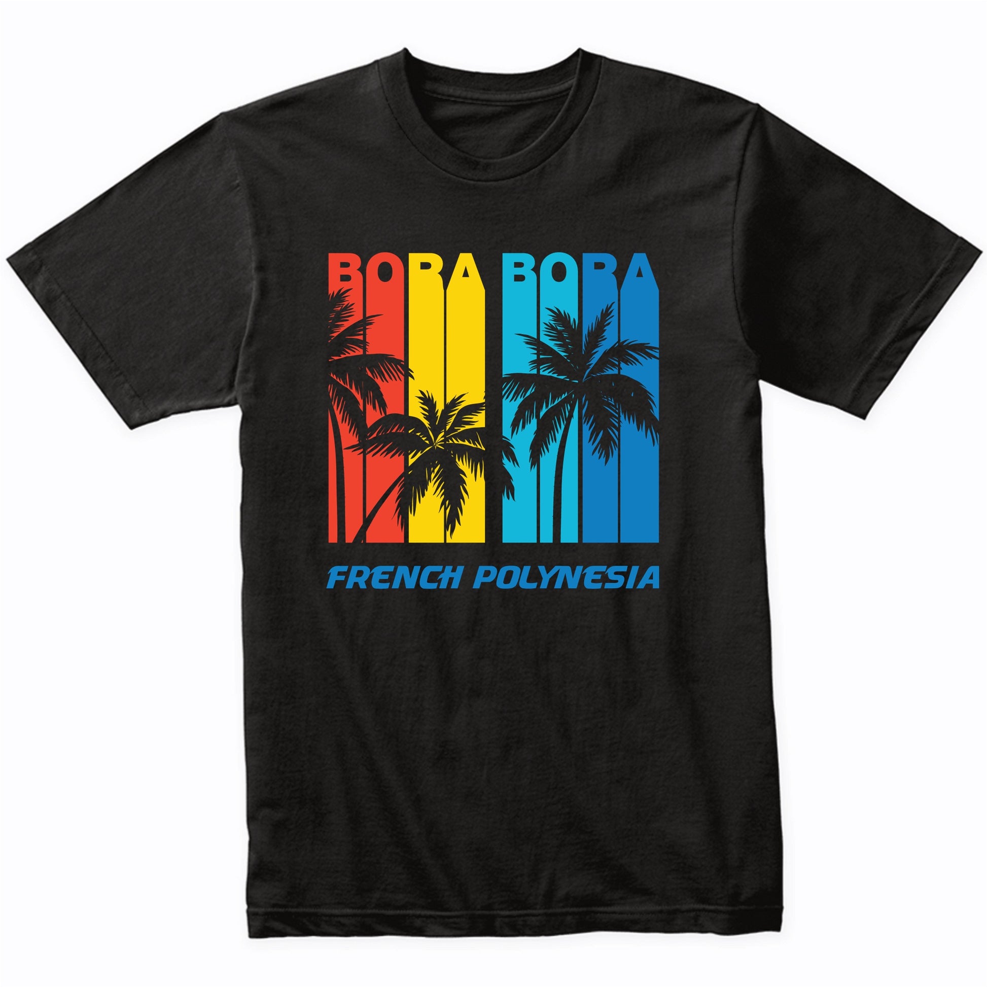 Retro Bora Bora French Polynesia Palm Trees Vacation T-Shirt