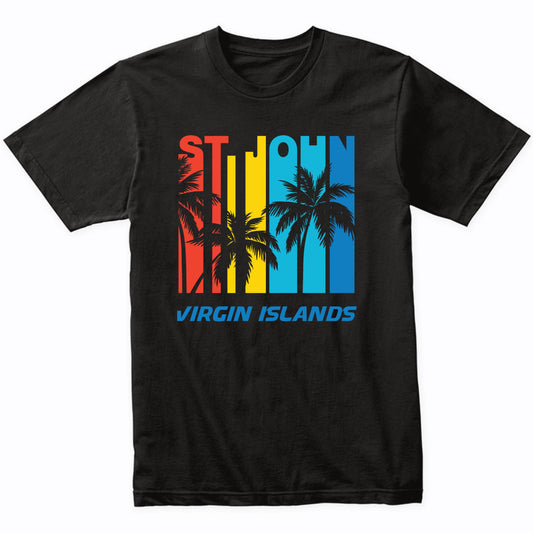Retro St. John Virgin Islands Palm Trees Vacation T-Shirt