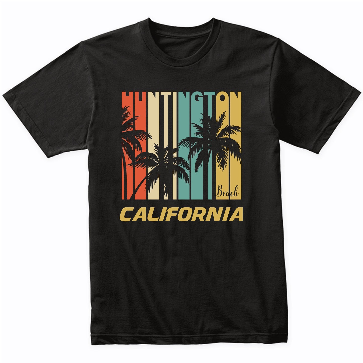 Retro Huntington Beach California Palm Trees Vacation T-Shirt
