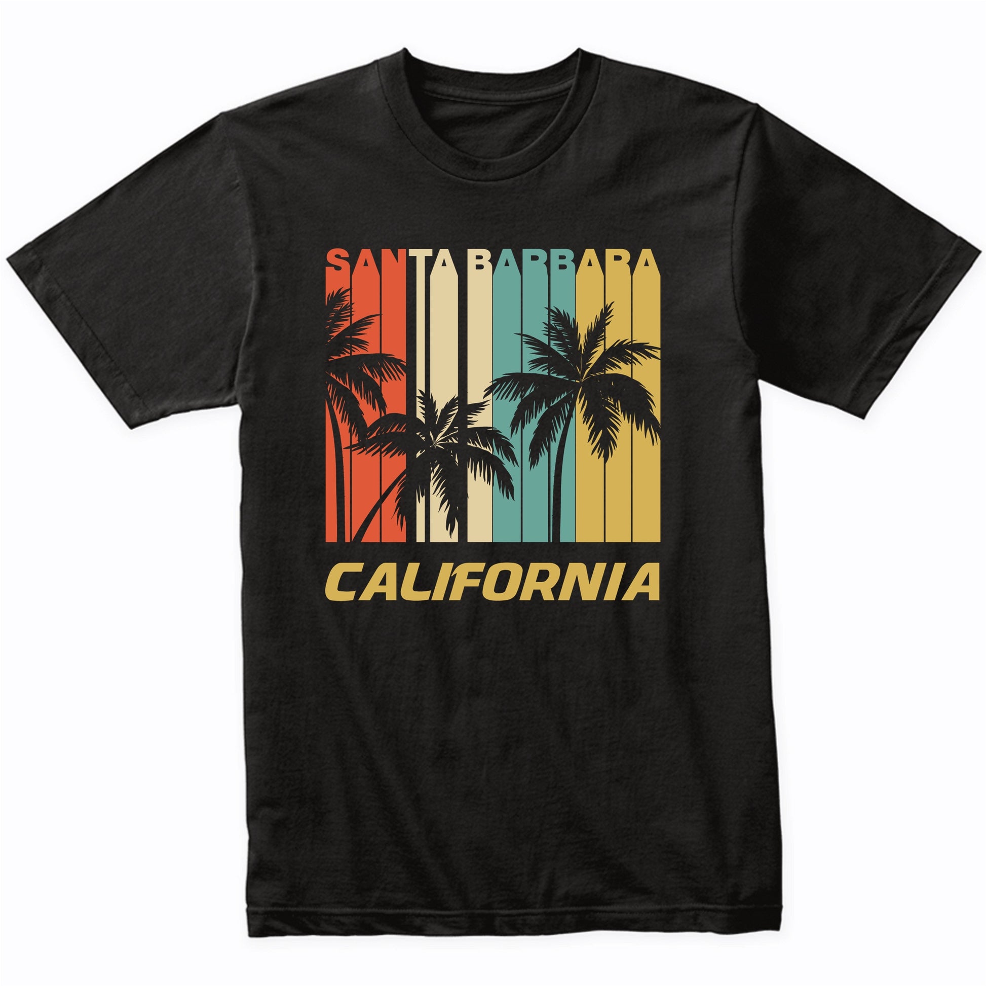 Retro Santa Barbara California Palm Trees Vacation T-Shirt