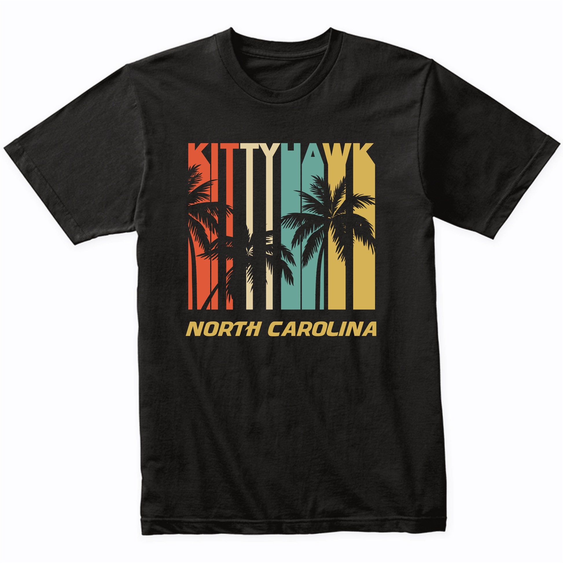 Retro Kittyhawk North Carolina Palm Trees Vacation T-Shirt