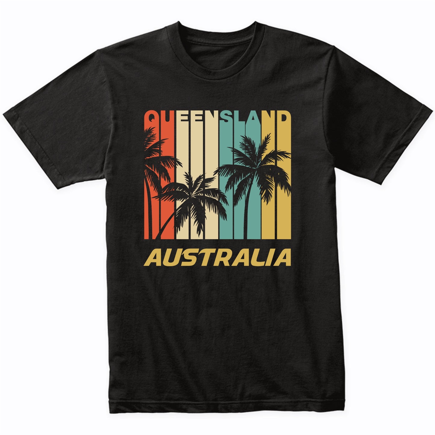 Retro Queensland Australia Palm Trees Vacation T-Shirt