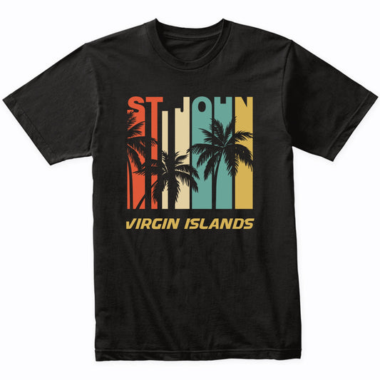 Retro St. John Virgin Islands Palm Trees Vacation T-Shirt
