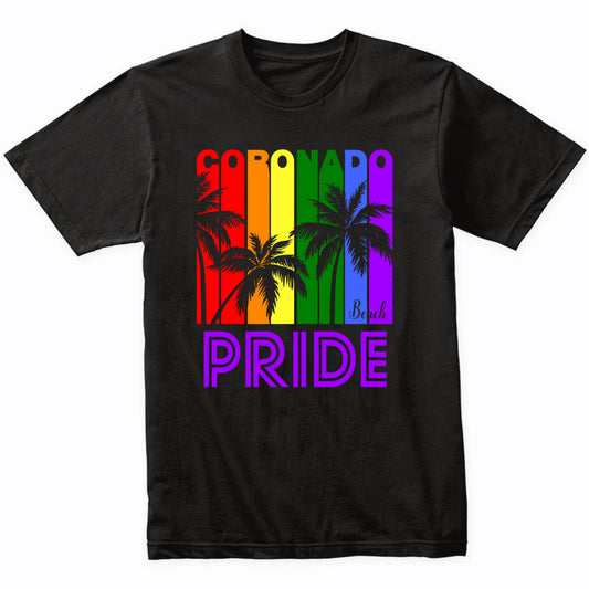 Coronado Beach Pride Gay Pride LGBTQ Rainbow Palm Trees T-Shirt
