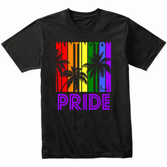 Huntington Beach Pride Gay Pride LGBTQ Rainbow Palm Trees T-Shirt