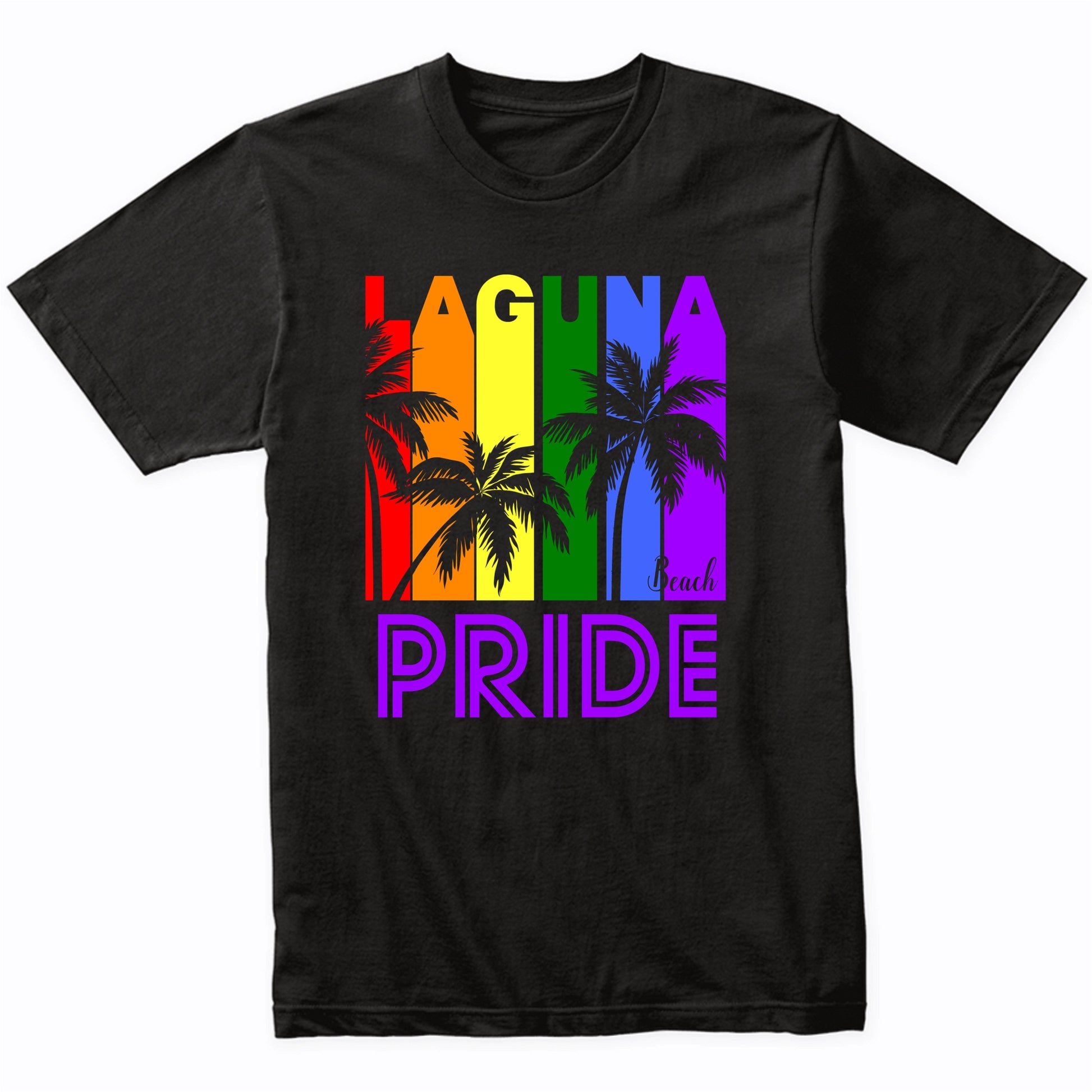 Laguna Beach Pride Gay Pride LGBTQ Rainbow Palm Trees T-Shirt