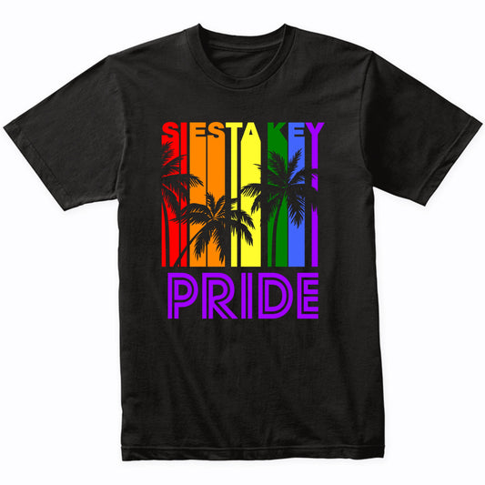 Siesta Key Pride Gay Pride LGBTQ Rainbow Palm Trees T-Shirt