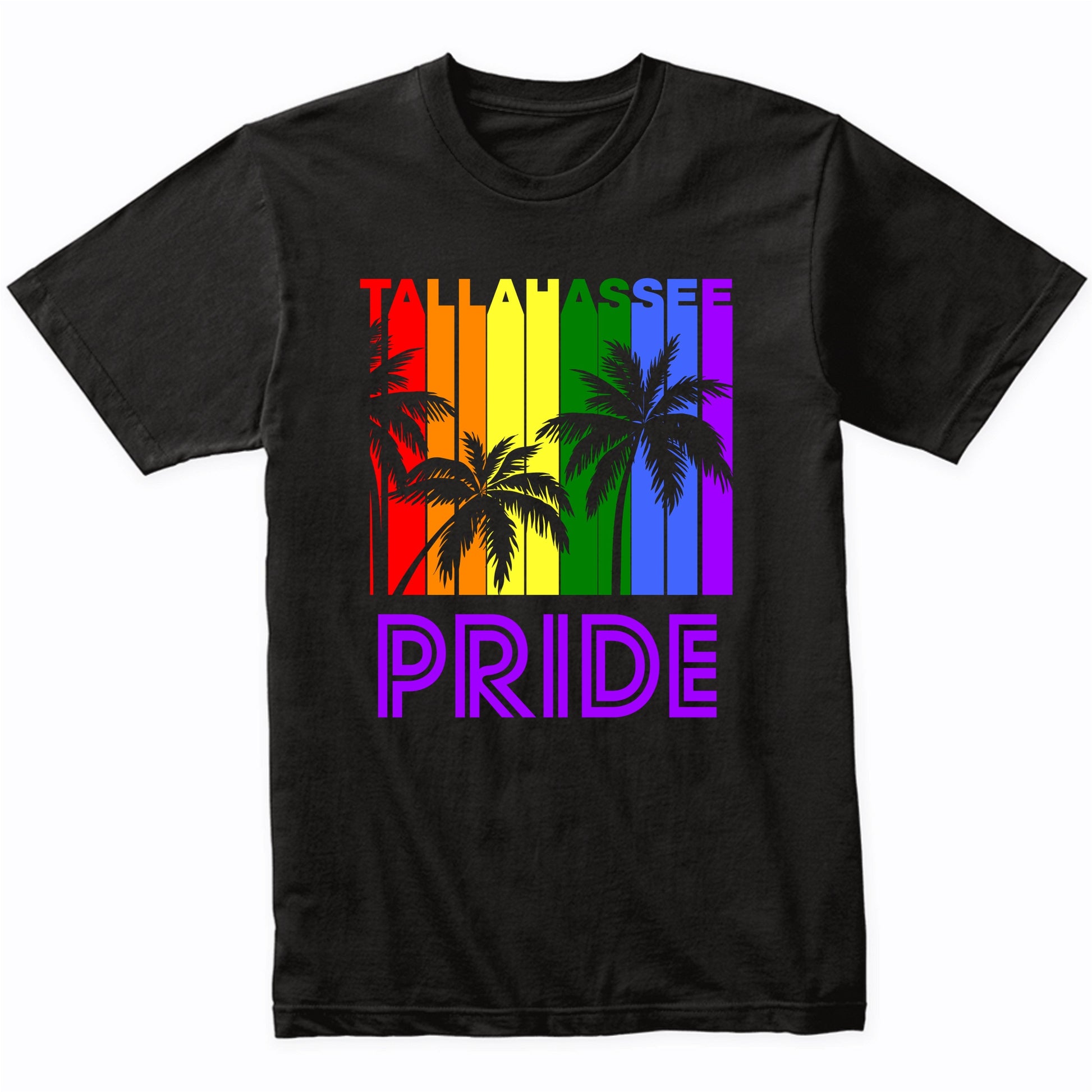 Tallahassee Pride Gay Pride LGBTQ Rainbow Palm Trees T-Shirt