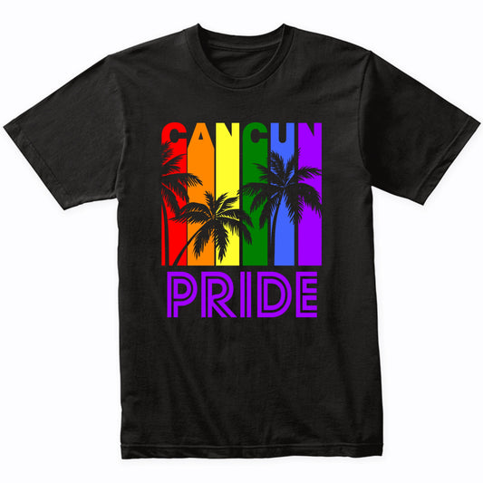 Cancun Pride Gay Pride LGBTQ Rainbow Palm Trees T-Shirt
