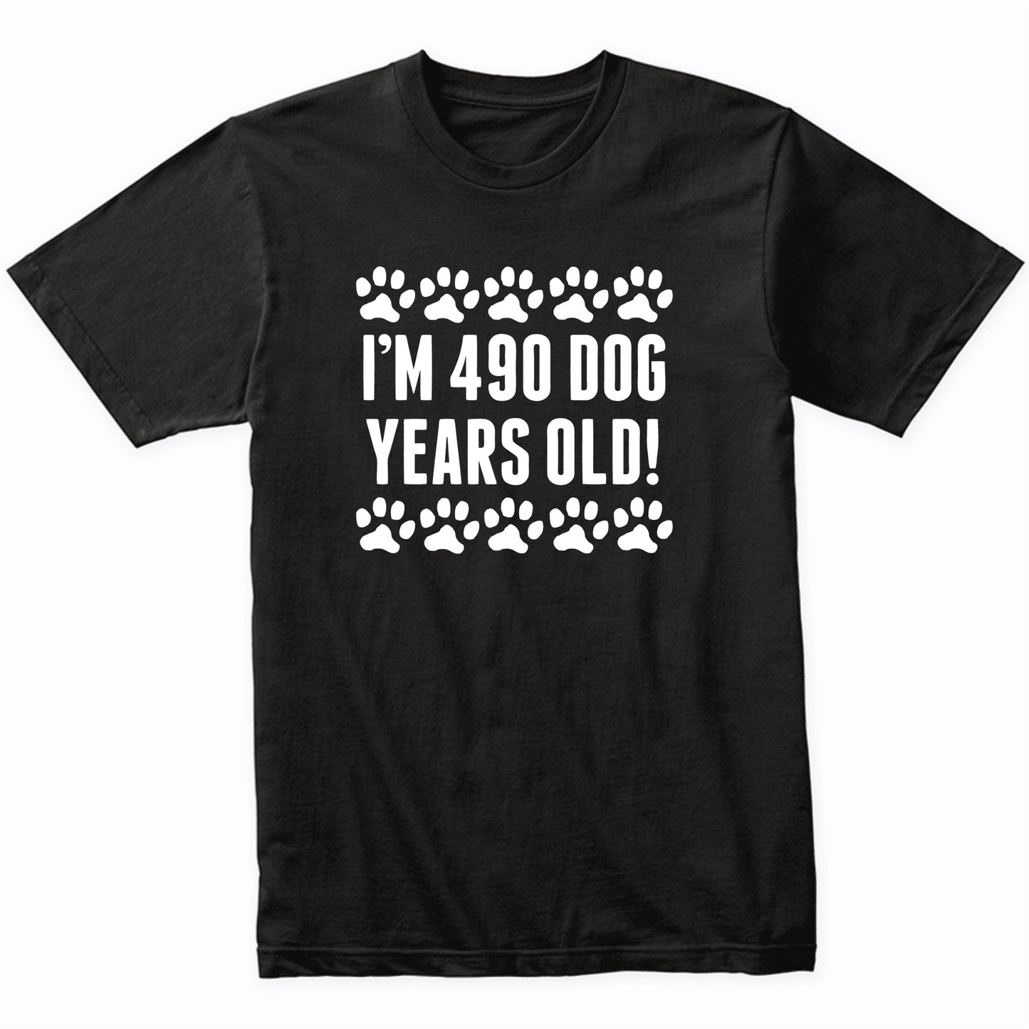 490 Dog Years Old Funny 70th Birthday Funny Math T-Shirt