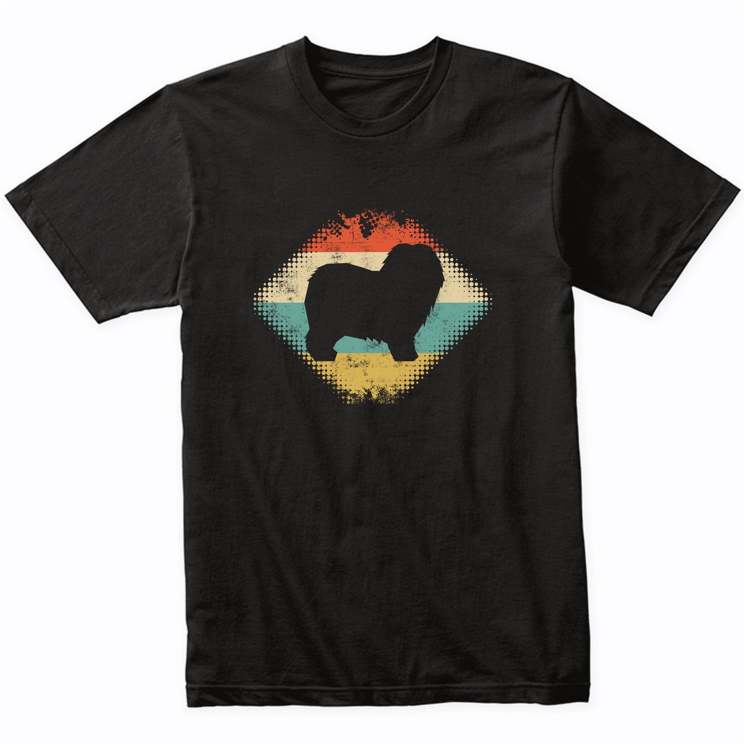 Vintage Retro Old English Sheepdog Silhouette Dog Owner T-Shirt