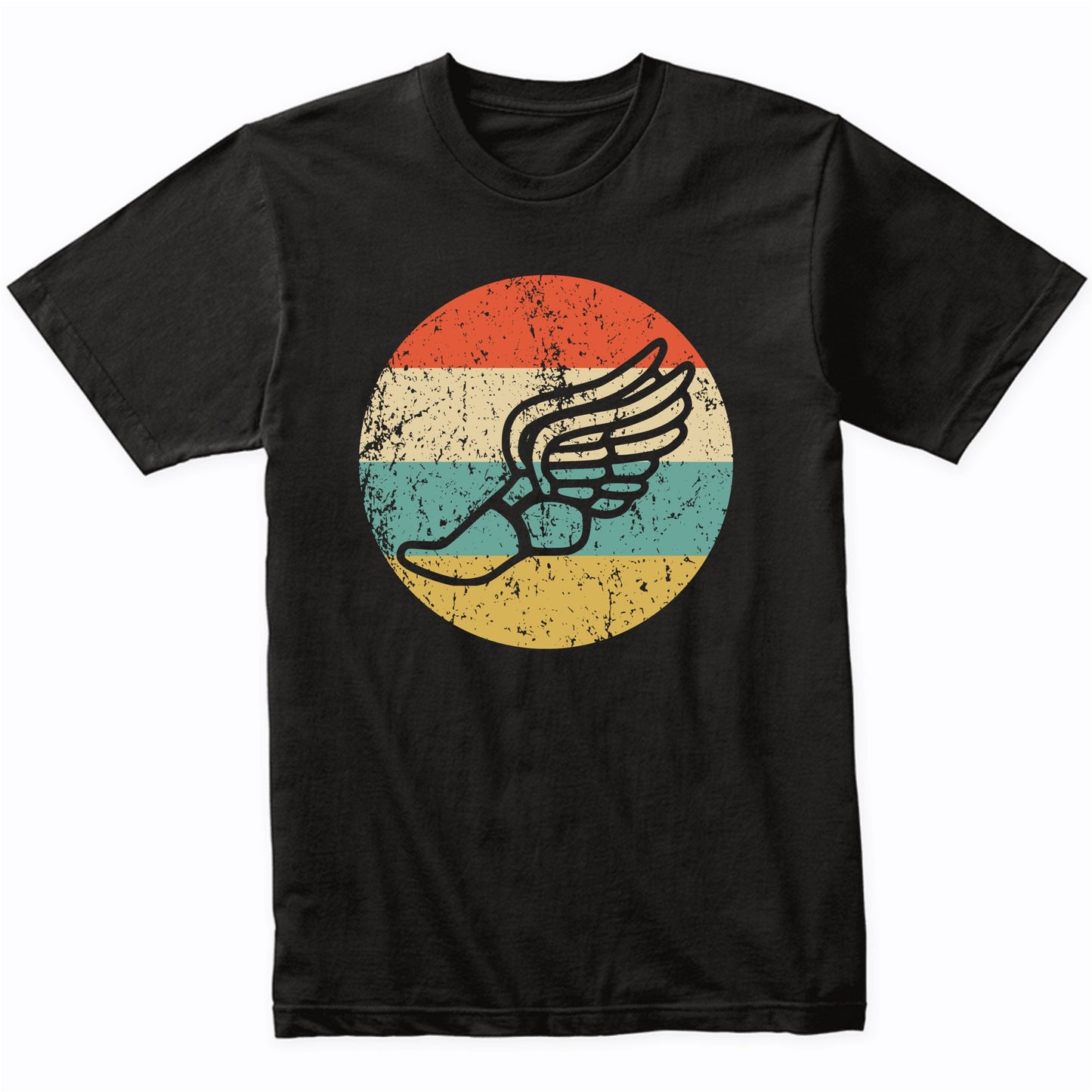 Running Shoe With Wings Retro Style Track T-Shirt
