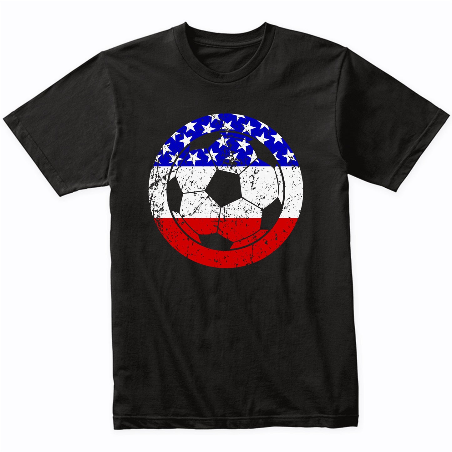 Soccer Retro Soccer Ball American Flag T-Shirt