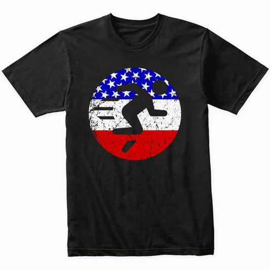 Marathon Running Retro Fast Runner American Flag T-Shirt