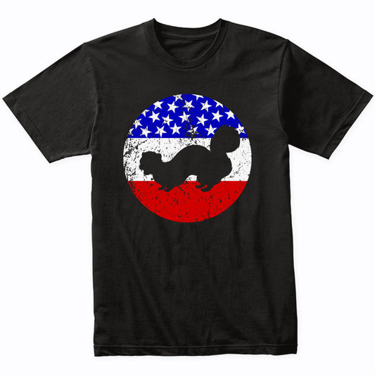 Ferret Retro Style Animal American Flag T-Shirt