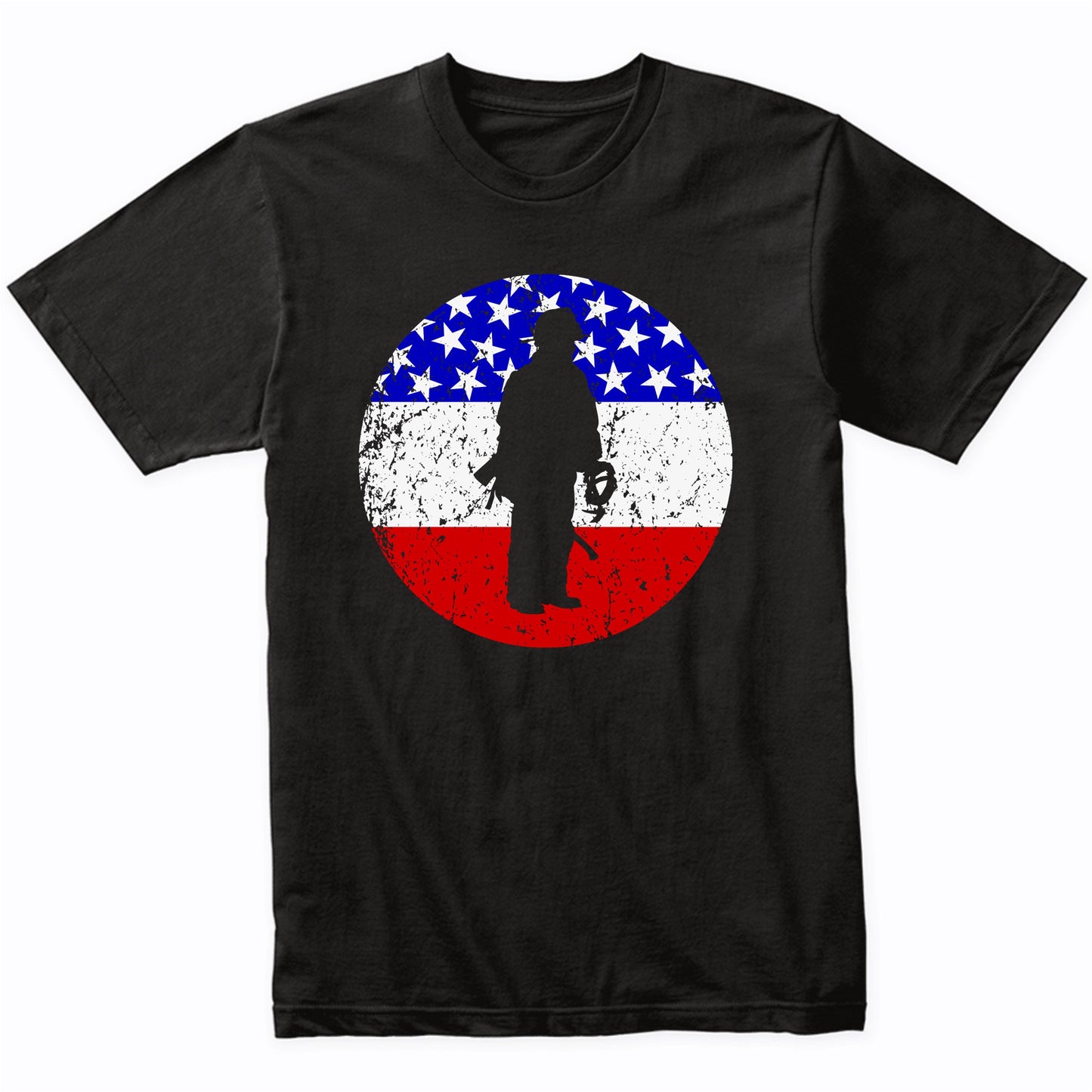 Fireman Retro Style Firefighter American Flag T-Shirt