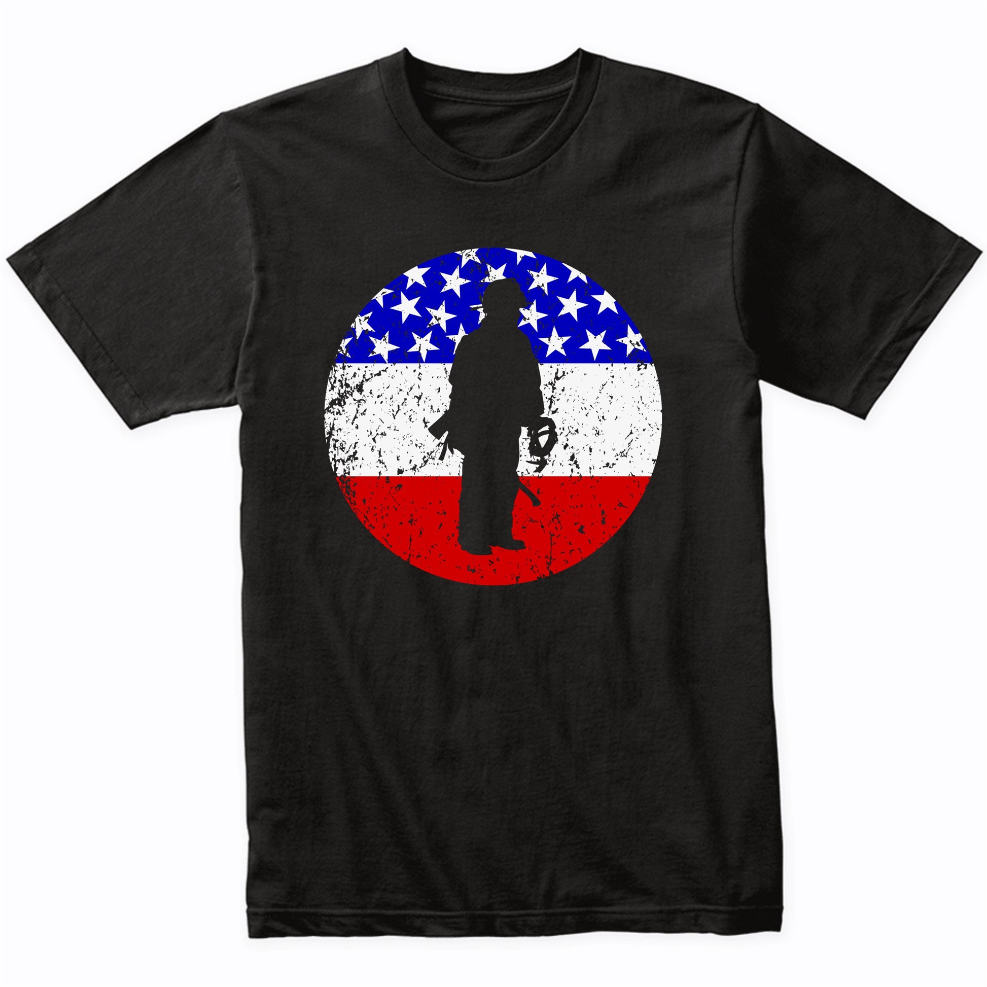 Fireman Retro Style Firefighter American Flag T-Shirt