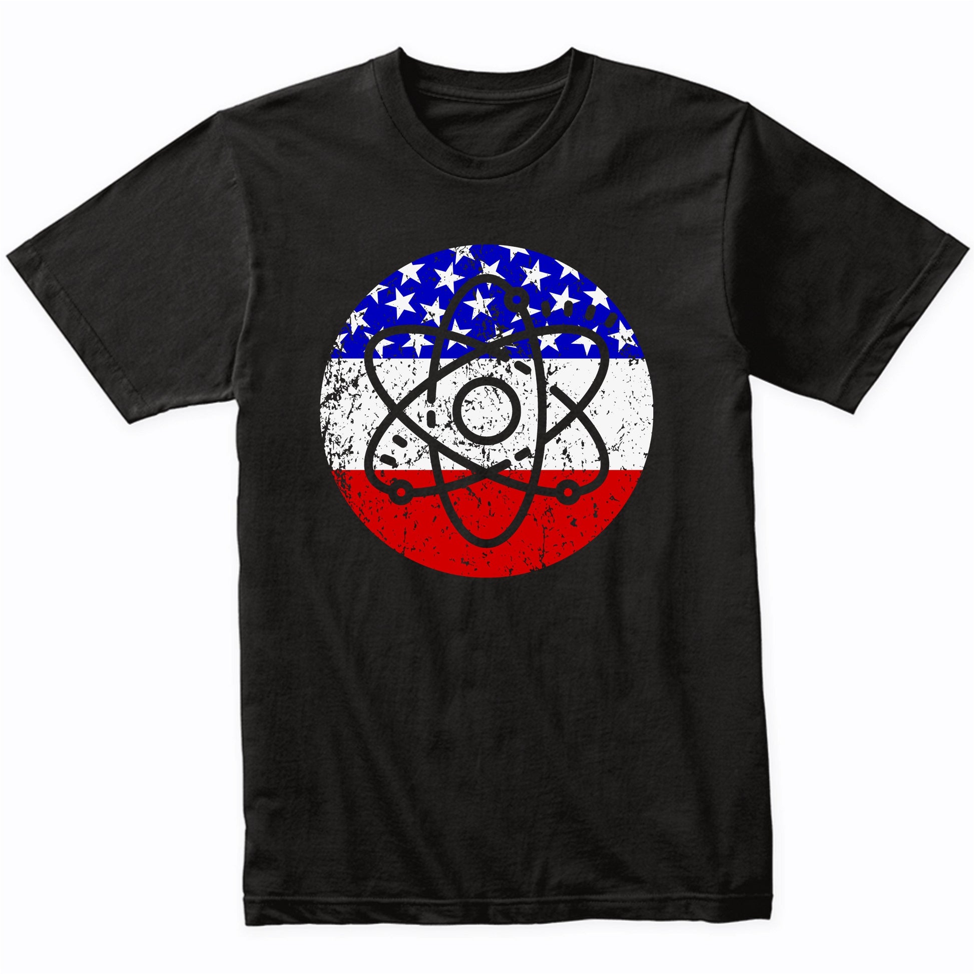 Atom Retro Style Science American Flag T-Shirt