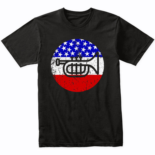 Trumpet Retro Style Music American Flag T-Shirt