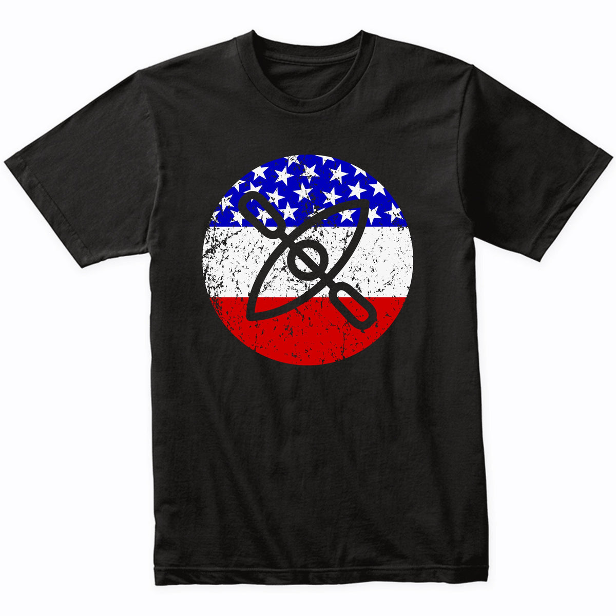 Kayak Retro Style Kayaking American Flag T-Shirt