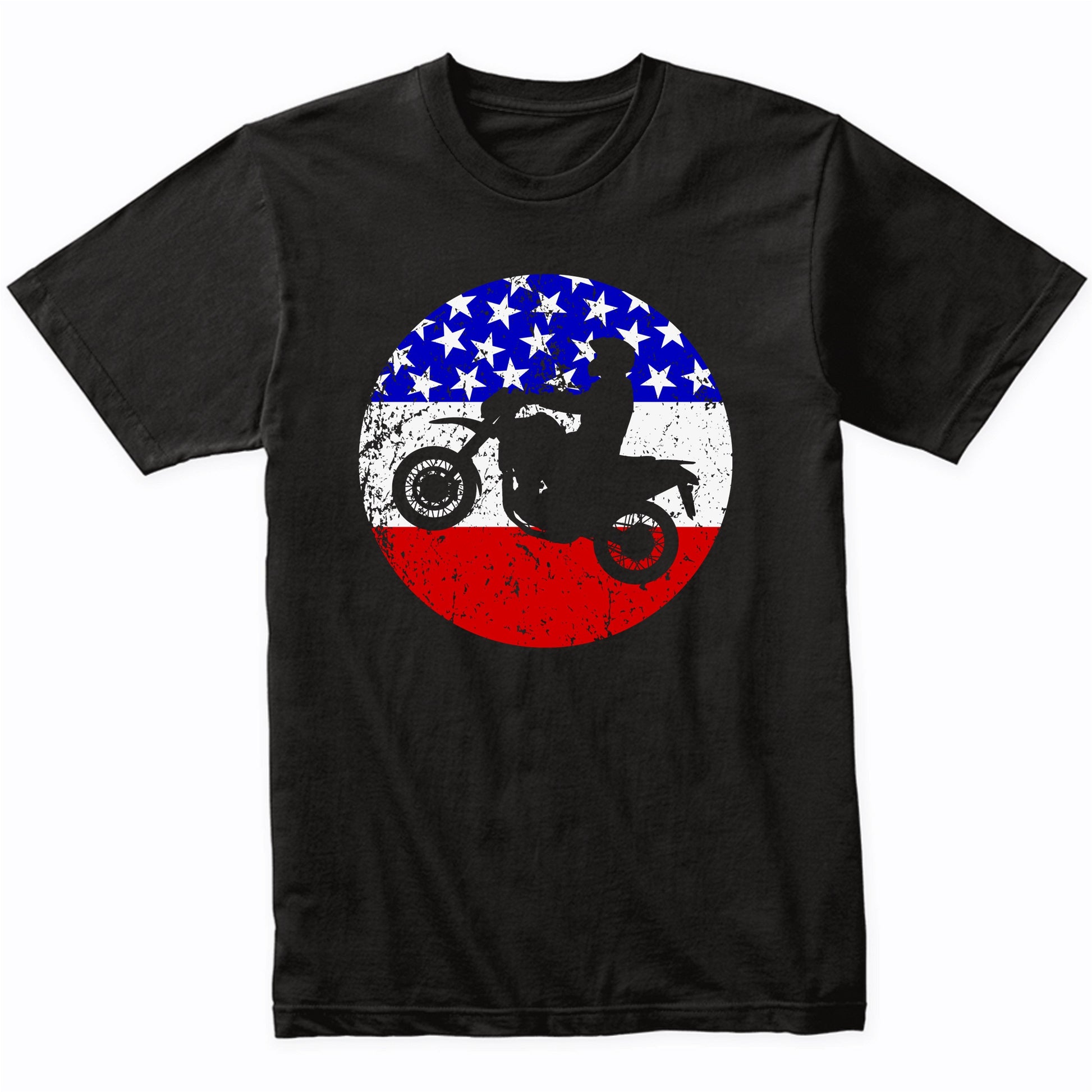 Motocross Retro Style Motor Sports American Flag T-Shirt