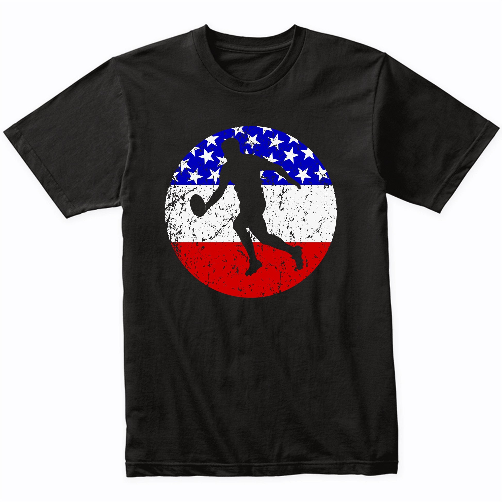 Rugby Player Retro Style Sports American Flag T-Shirt