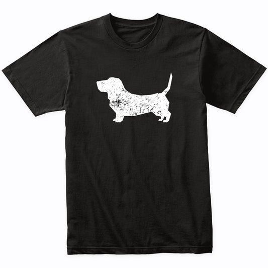 Distressed Basset Hound Silhouette Dog Owner T-Shirt