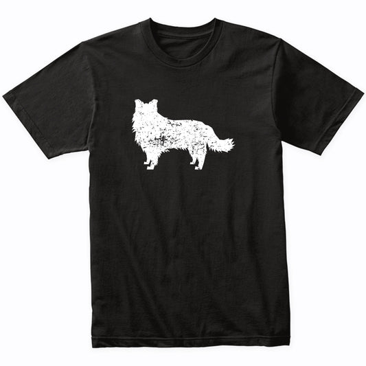 Distressed Border Collie Silhouette Dog Owner T-Shirt