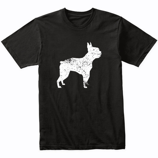 Distressed Boston Terrier Silhouette Dog Owner T-Shirt