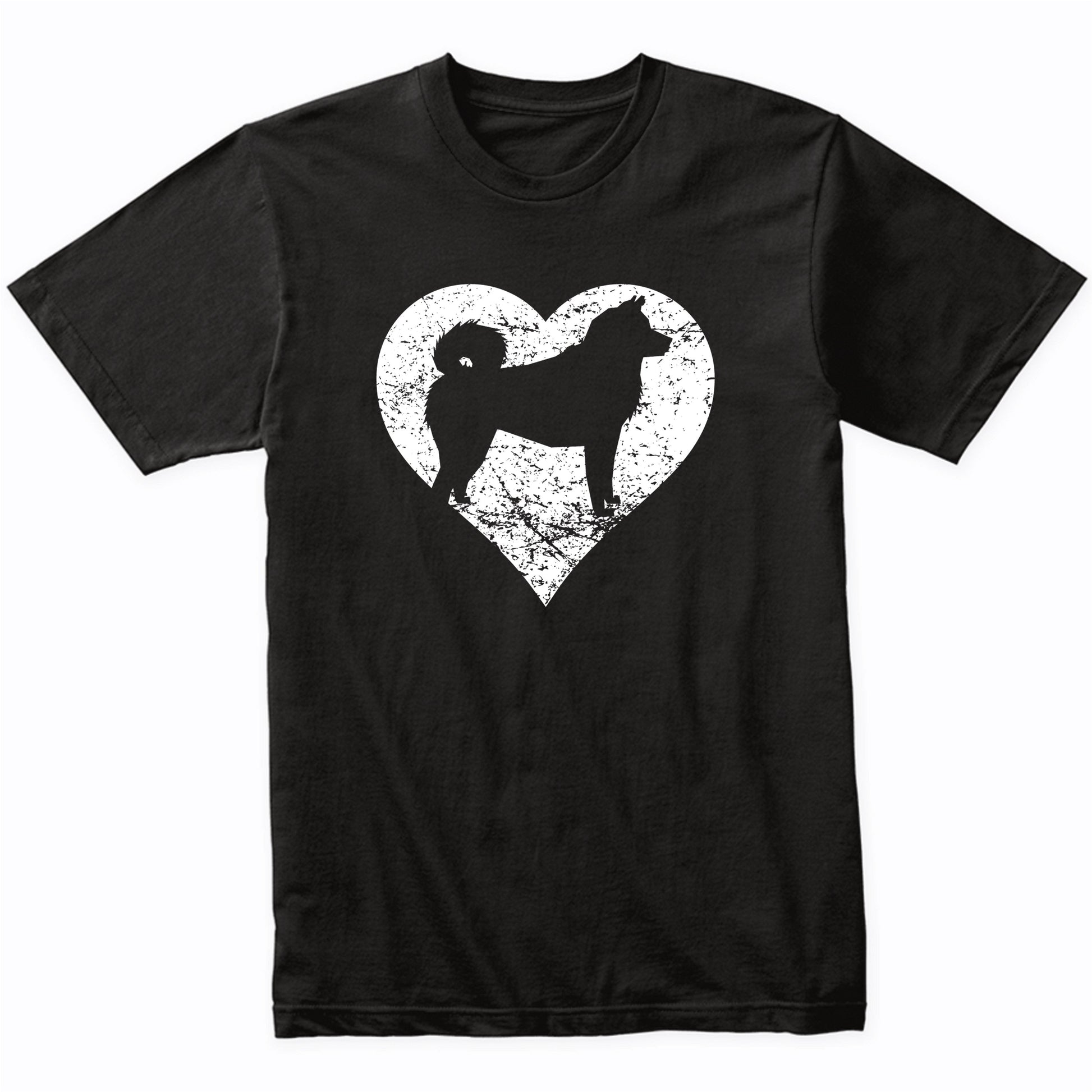 Distressed Akita Heart Dog Owner Graphic T-Shirt