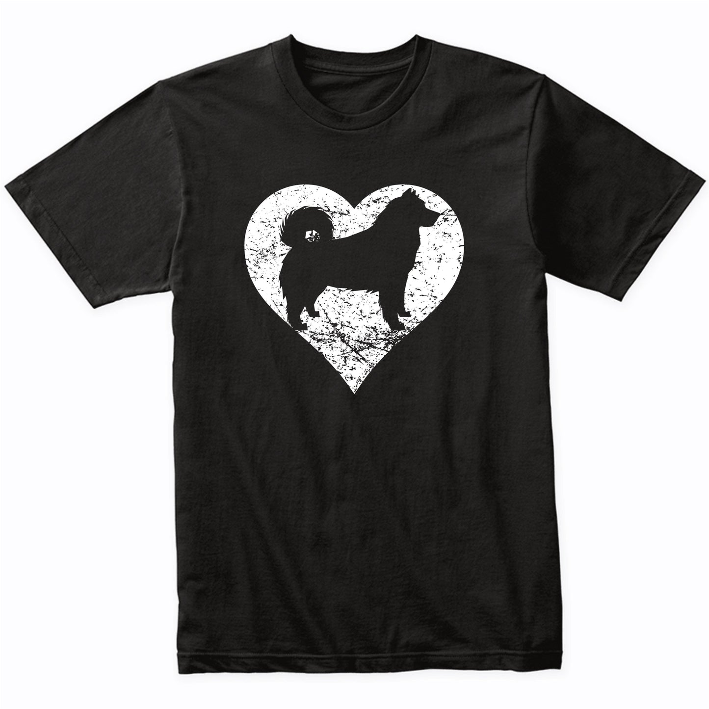 Distressed Alaskan Malamute Heart Dog Owner Graphic T-Shirt