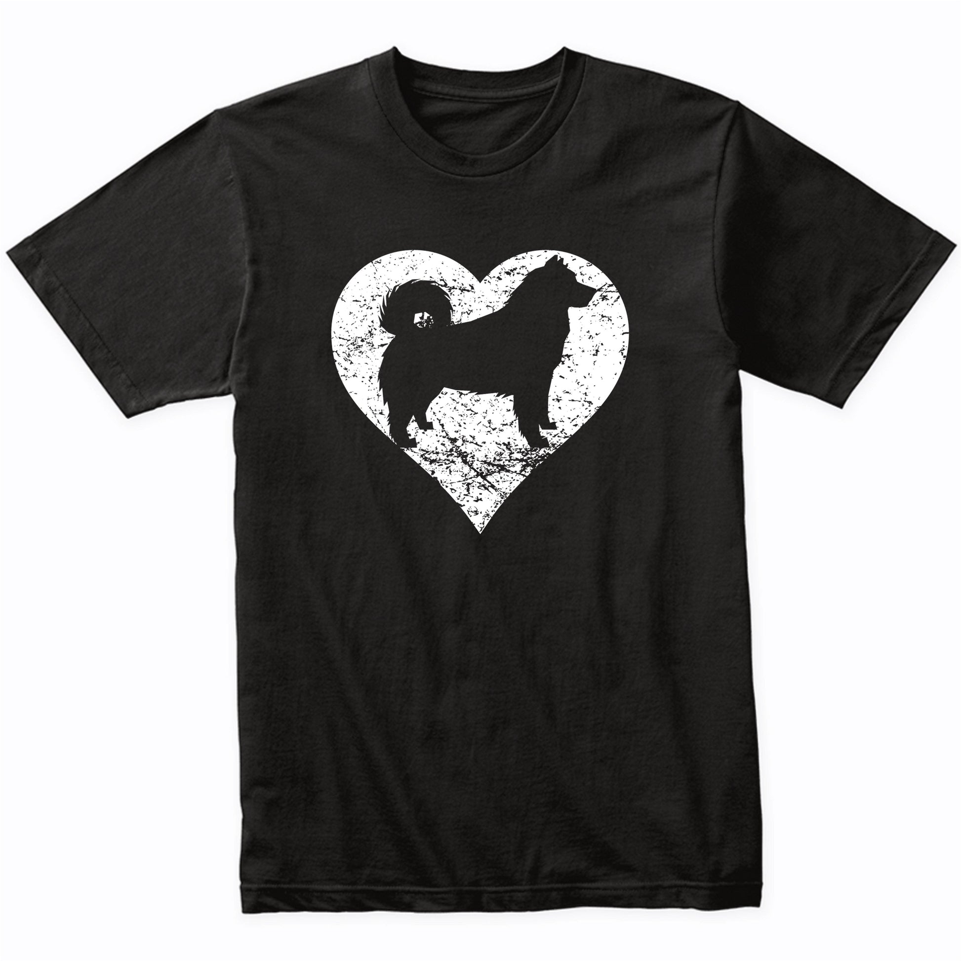 Distressed Alaskan Malamute Heart Dog Owner Graphic T-Shirt