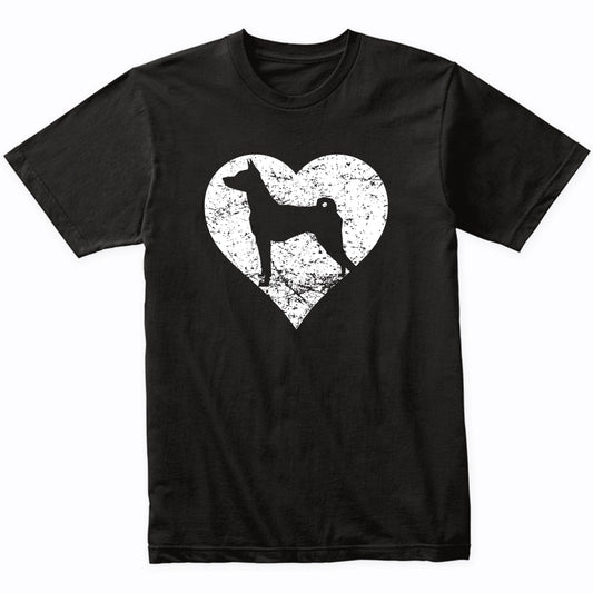 Distressed Basenji Heart Dog Owner Graphic T-Shirt