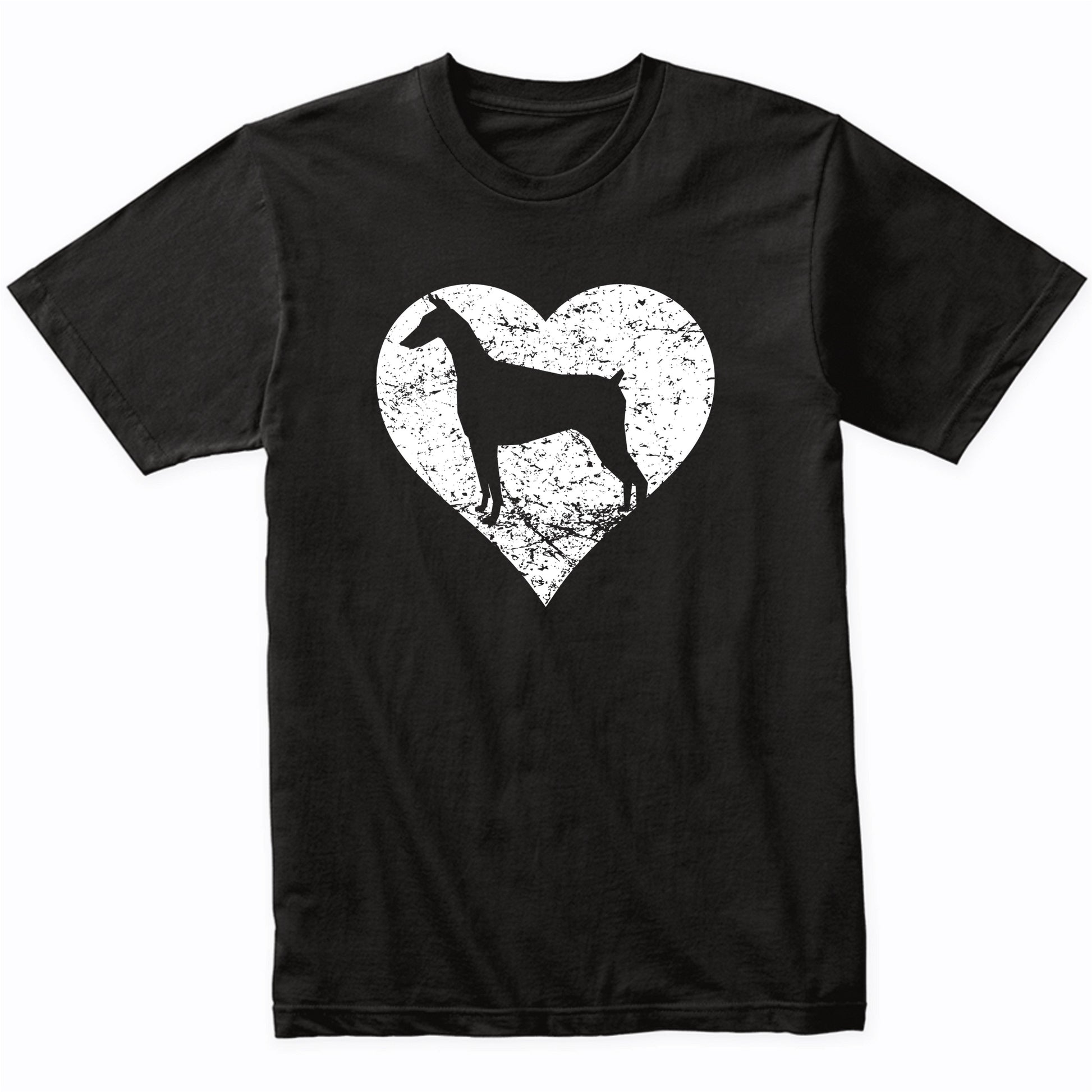 Distressed Doberman Heart Dog Owner Graphic T-Shirt