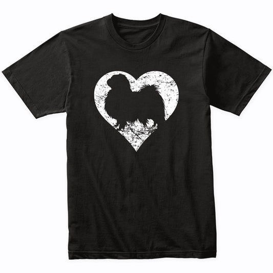 Distressed Japanese Chin Heart Dog Owner Graphic T-Shirt
