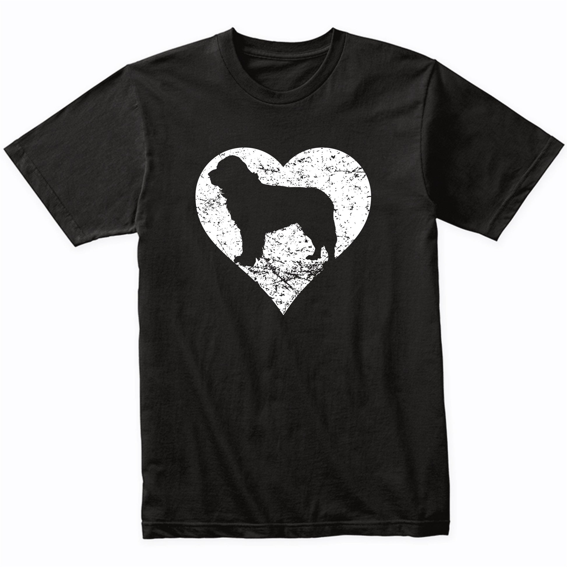 Distressed Newfoundland Heart Dog Owner Graphic T-Shirt