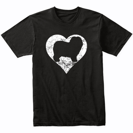 Distressed Old English Sheepdog Heart Dog Owner Graphic T-Shirt