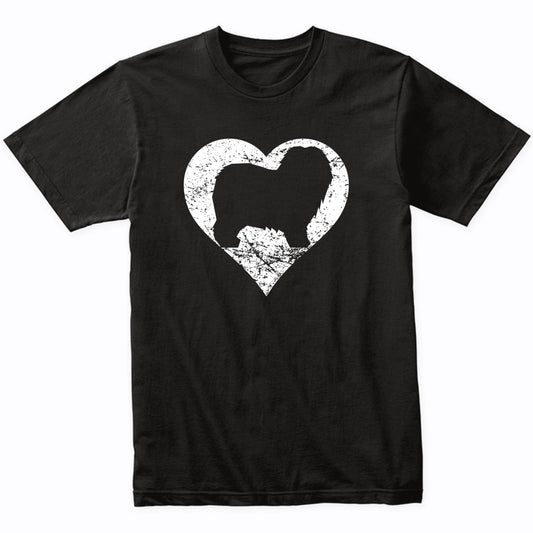 Distressed Old English Sheepdog Heart Dog Owner Graphic T-Shirt