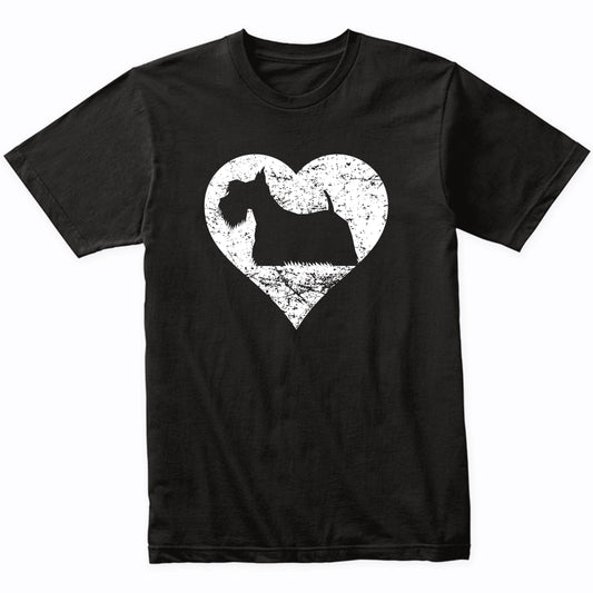 Distressed Scottish Terrier Heart Dog Owner Graphic T-Shirt